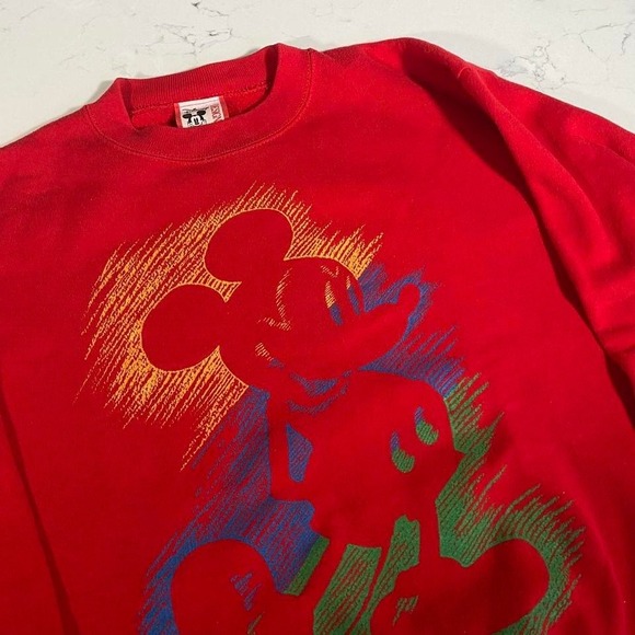 Vintage 90s Disney Designs Mickey Mouse Rainbow Sketch Sweatshirt Made in USA - Picture 1 of 7